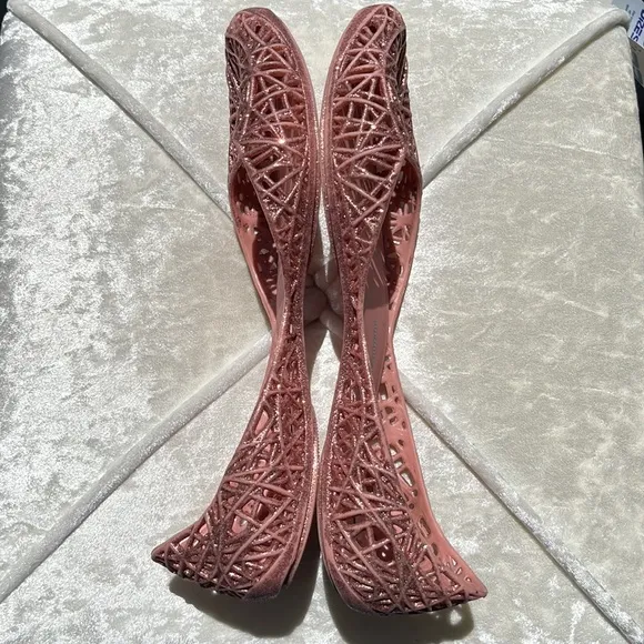 Melissa   Campana Papel Glitter Pink Jelly Flat Shoes