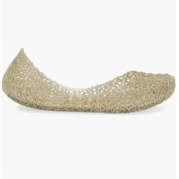 Melissa Mini Campana Papel ballet gold glitter pumps size 3 EUC
