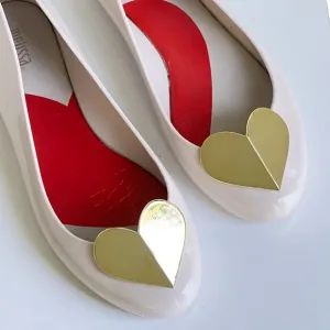 Melissa Space Love Special Cream Nude Beige Gold Heart Jelly Rubber Flats Size 9