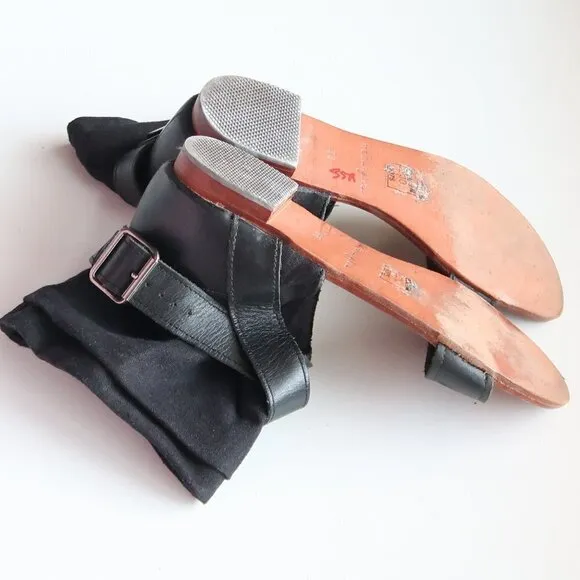 Mellow Yellow Black Leather &amp; Linen Flat Gladiator Sandals Open Toe Summer Shoes