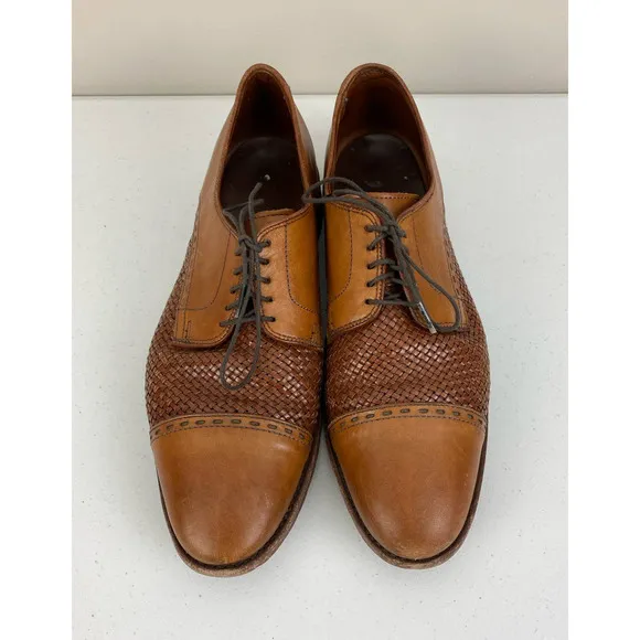 Men Allen Edmonds USA New Orleans leather woven cap toe dress shoes, 10 B