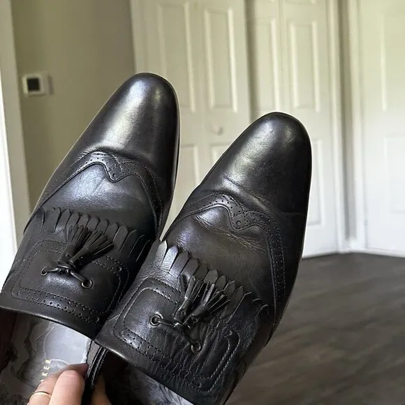 Men Ted Baker London Markuse Wingtip Leather Dress Shoes Black Tassel US 12