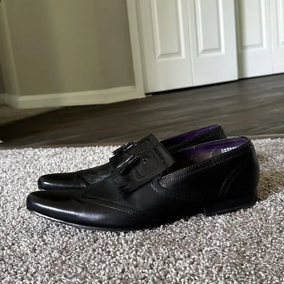 Men Ted Baker London Markuse Wingtip Leather Dress Shoes Black Tassel US 12