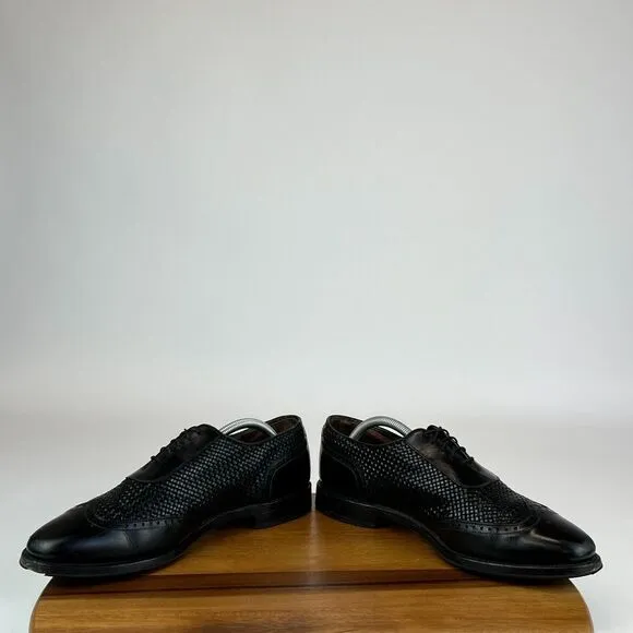Mens‎ Allen Edmonds Black Hampstead Woven Leather Oxford Dress Shoes Size 10 D