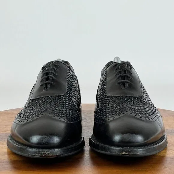 Mens‎ Allen Edmonds Black Hampstead Woven Leather Oxford Dress Shoes Size 10 D
