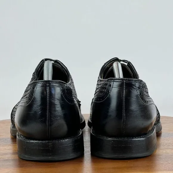 Mens‎ Allen Edmonds Black Hampstead Woven Leather Oxford Dress Shoes Size 10 D