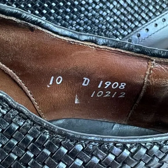 Mens‎ Allen Edmonds Black Hampstead Woven Leather Oxford Dress Shoes Size 10 D