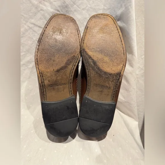 Men’s Bostonian Slip on Brown Leather Weaved Woven Loafers 27846 US Size 9M