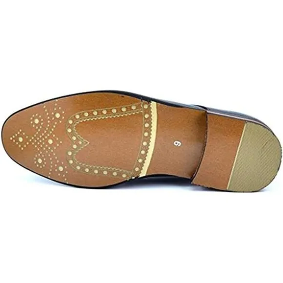 Men's Classic Modern Oxford Wingtip Lace Dress Shoes, Brown