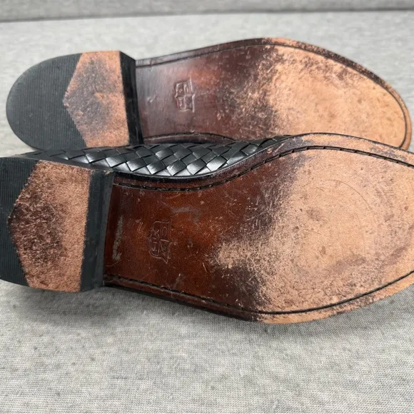 Mens Cole Haan All Leather Black Oxford Slip-on Loafer Shoes 11 M Made In India
