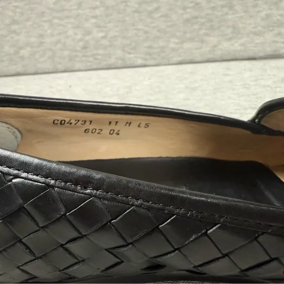 Mens Cole Haan All Leather Black Oxford Slip-on Loafer Shoes 11 M Made In India