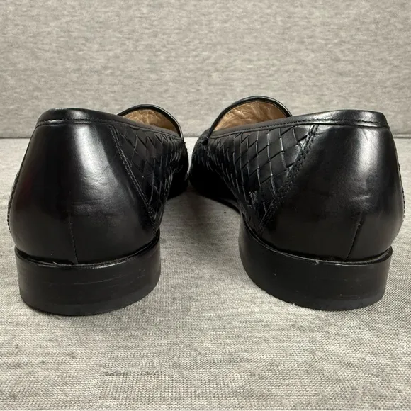 Mens Cole Haan All Leather Black Oxford Slip-on Loafer Shoes 11 M Made In India