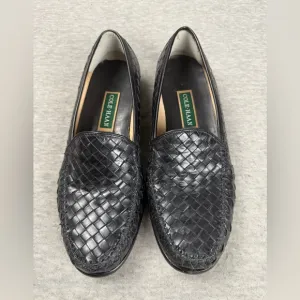 Mens Cole Haan All Leather Black Oxford Slip-on Loafer Shoes 11 M Made In India