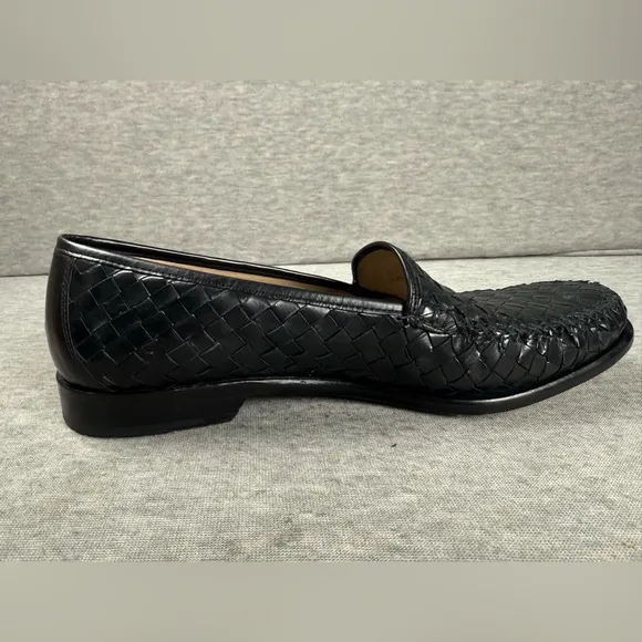 Mens Cole Haan All Leather Black Oxford Slip-on Loafer Shoes 11 M Made In India