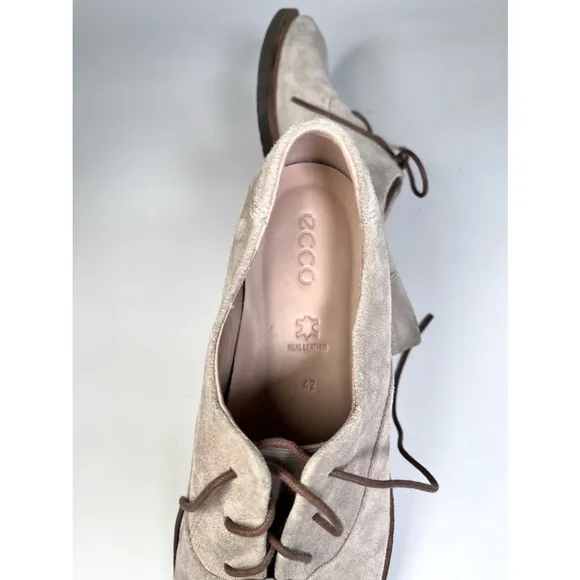 Men's Ecco Beige Suede Leather Shoes Size 11