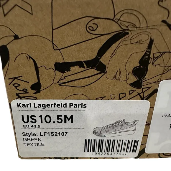 Men's Karl Lagerfeld Sneakers Green White Size 10.5
