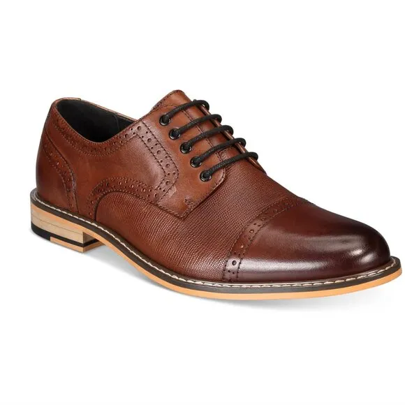 Men's Parker Leather Cap-Toe Shoes, Size 10.5