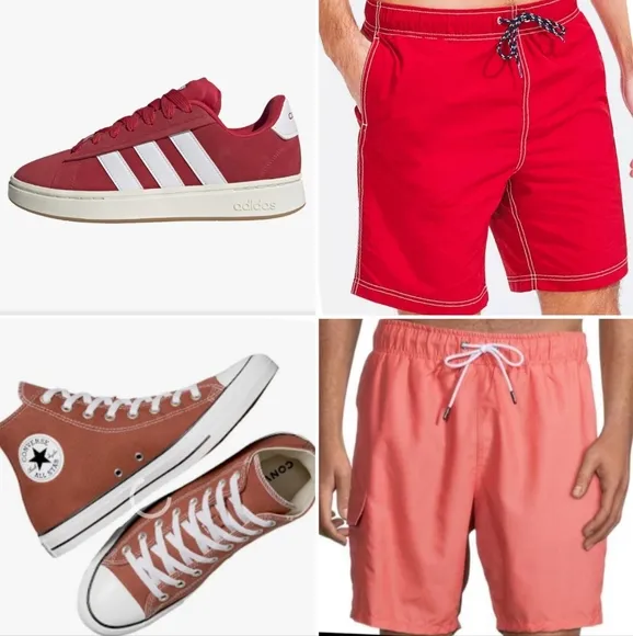 MEN'S SWIM SHORTS SHOES Adidas Converse Nautica Speedo Red Black Orange Board XL