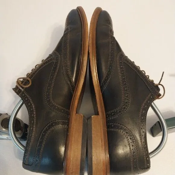 Mercanti Fiorentini Men's Dress Shoes Black 10.5M CUOIO Oxford Western Wingtip