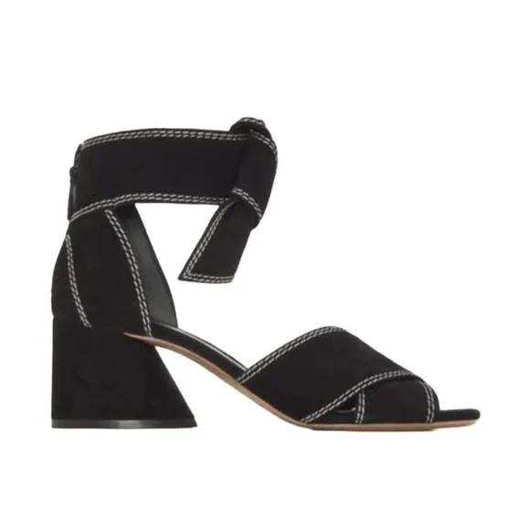 MERCEDES CASTILLO Asuki Knotted Strap Sandals Black Suede Women's Size 8.5