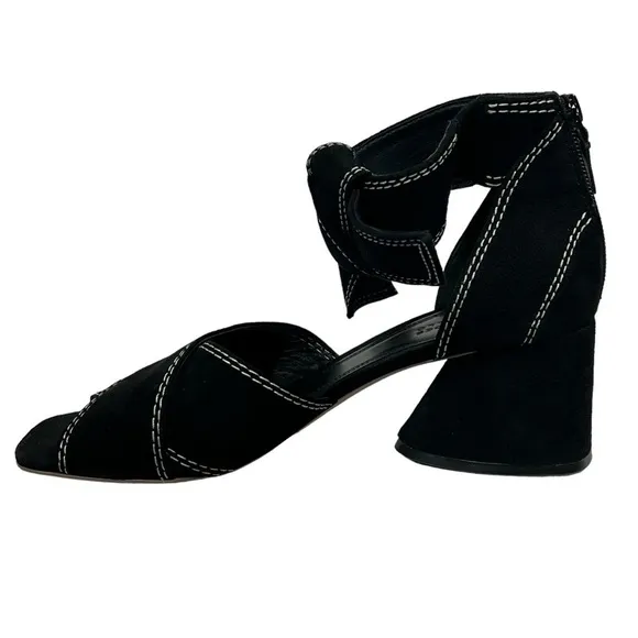 MERCEDES CASTILLO Asuki Knotted Strap Sandals Black Suede Women's Size 8.5