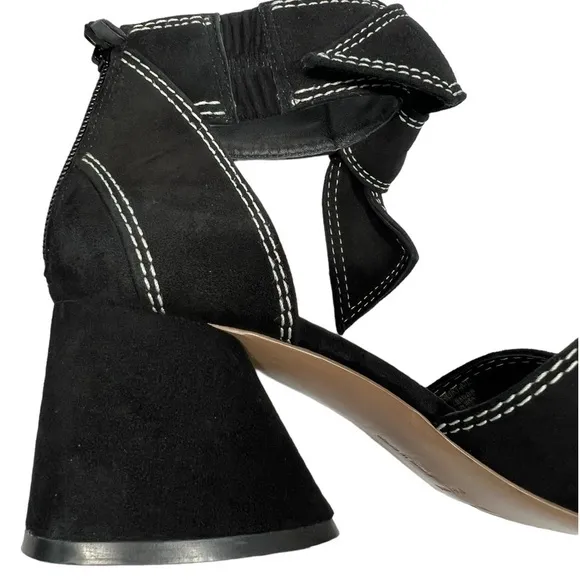 MERCEDES CASTILLO Asuki Knotted Strap Sandals Black Suede Women's Size 8.5
