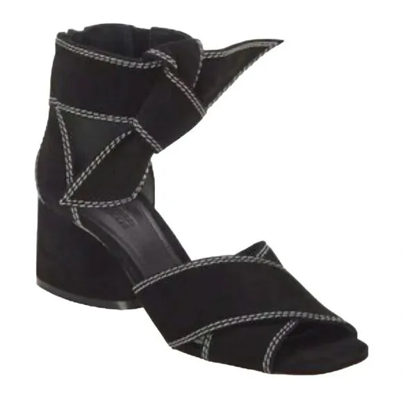 MERCEDES CASTILLO Asuki Knotted Strap Sandals Black Suede Women's Size 8.5