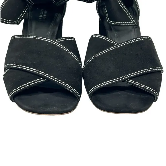 MERCEDES CASTILLO Asuki Knotted Strap Sandals Black Suede Women's Size 8.5