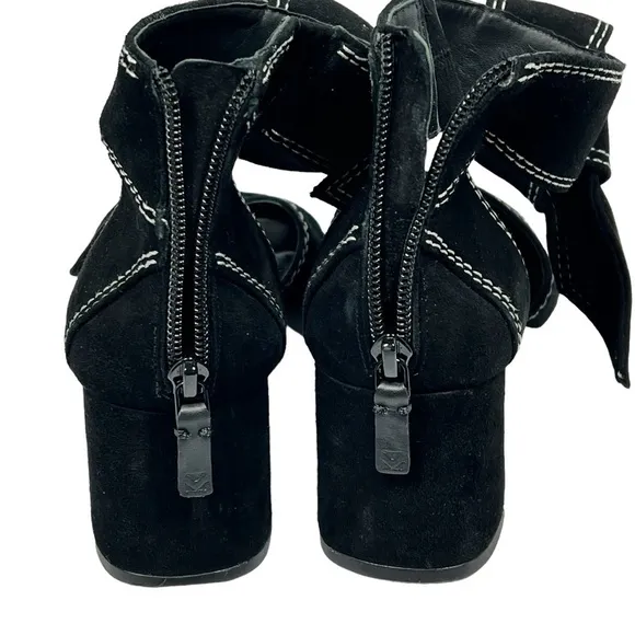 MERCEDES CASTILLO Asuki Knotted Strap Sandals Black Suede Women's Size 8.5