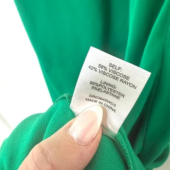 MESHKI Green Halter Backless Gown XL Pleated Neck Evening Dress Formal Maxi