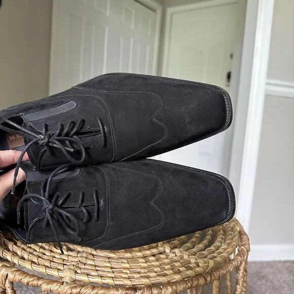 Mezlan Hoffman Men's 11 M Black Suede Leather Wingtip Oxfords Dress Shoes Spain
