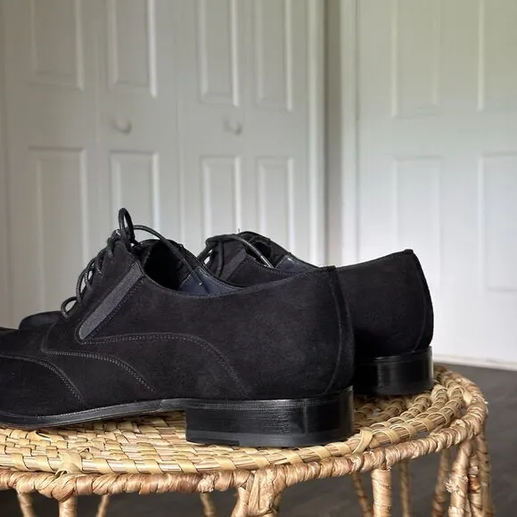 Mezlan Hoffman Men's 11 M Black Suede Leather Wingtip Oxfords Dress Shoes Spain