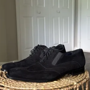 Mezlan Hoffman Men's 11 M Black Suede Leather Wingtip Oxfords Dress Shoes Spain