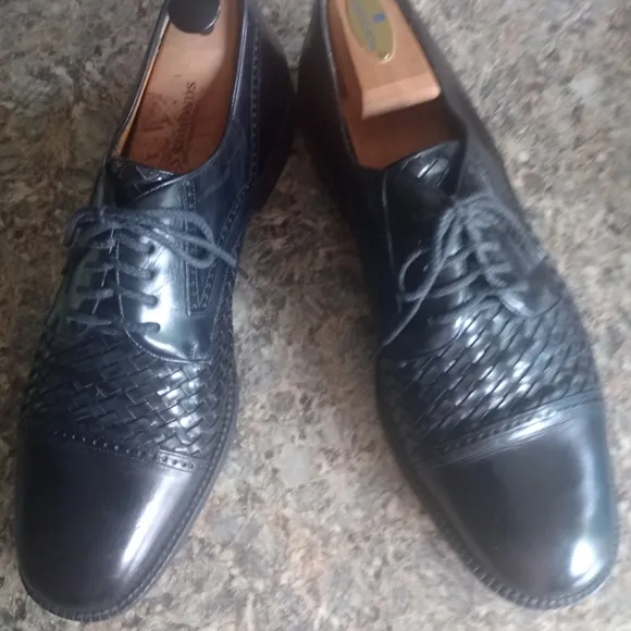 Mezlan Men's Black Woven Like New Captoe Laceup Shoes Size 12M