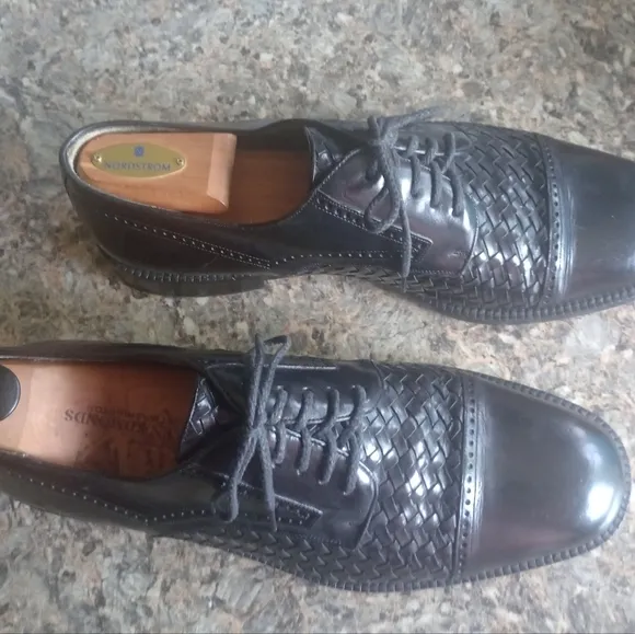 Mezlan Men's Black Woven Like New Captoe Laceup Shoes Size 12M