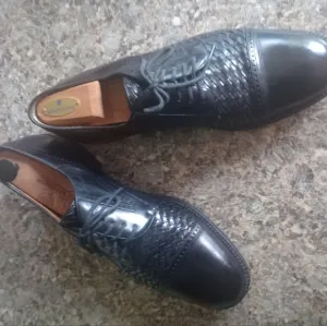 Mezlan Men's Black Woven Like New Captoe Laceup Shoes Size 12M