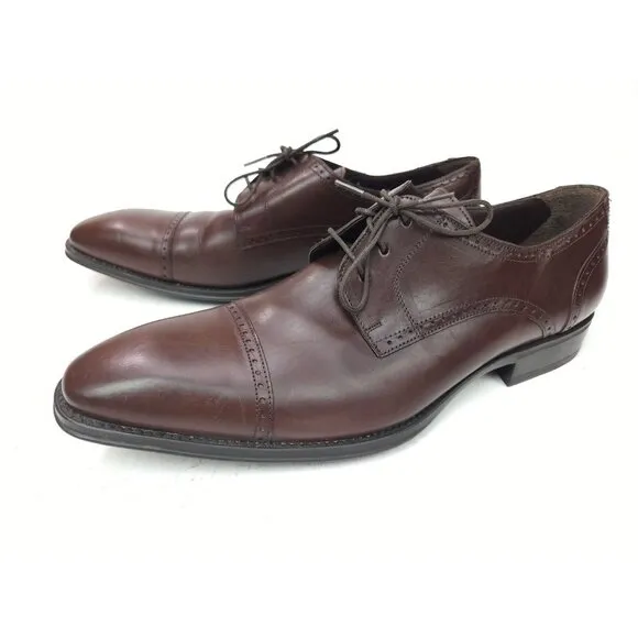 MEZLAN Mens Dress Shoes Brown Leather Lace Up Brogue Cap Toe Oxfords Size 10 M