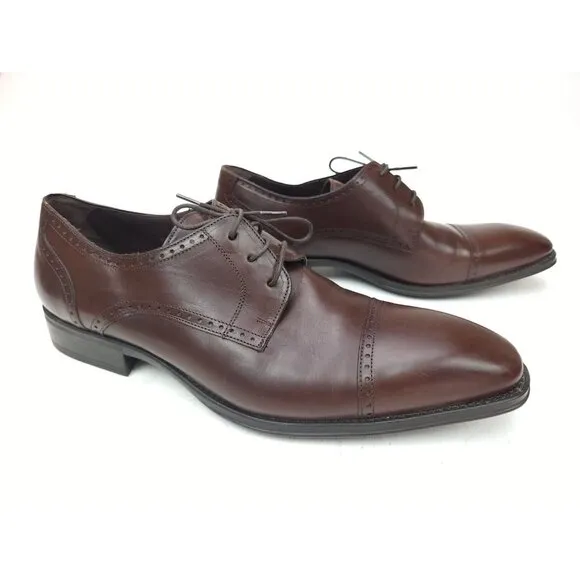 MEZLAN Mens Dress Shoes Brown Leather Lace Up Brogue Cap Toe Oxfords Size 10 M