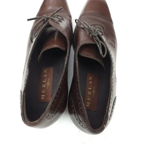 MEZLAN Mens Dress Shoes Brown Leather Lace Up Brogue Cap Toe Oxfords Size 10 M