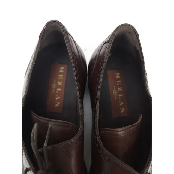 MEZLAN Mens Dress Shoes Brown Leather Lace Up Brogue Cap Toe Oxfords Size 10 M