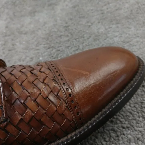 Mezlan Valencia Mens Size 10.5 Dress Shoes Cap Toe Woven Derby Brown Leather