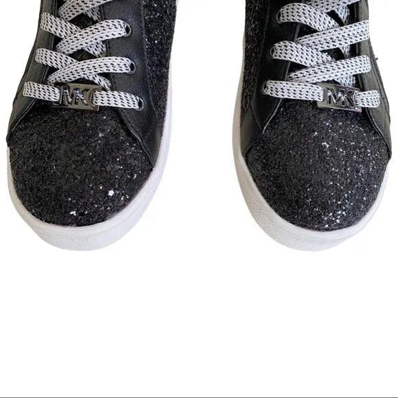 Michael Kors Black Sparkle Ivy Calla High Top Sneakers Size 5