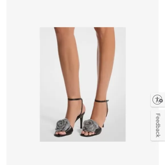 Michael Kors Elodie Leather Rhinestone Flower Dress Sandals