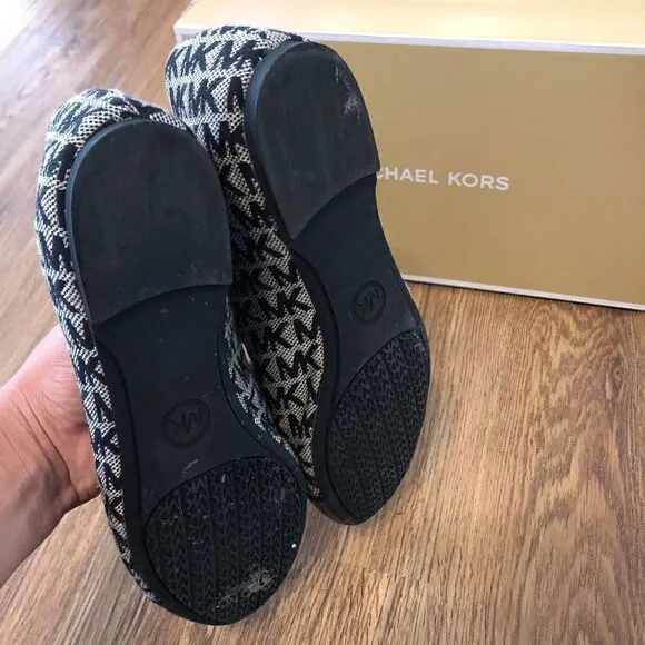 Michael Kors Flats black logo print flats loafers slip on shoes women’s 7