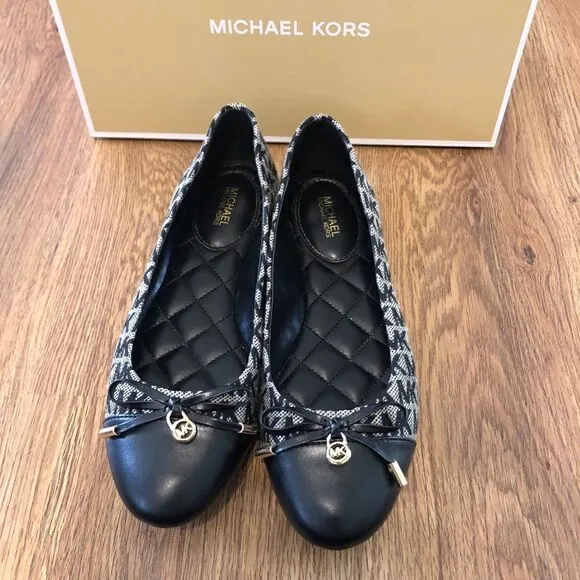 Michael Kors Flats black logo print flats loafers slip on shoes women’s 7