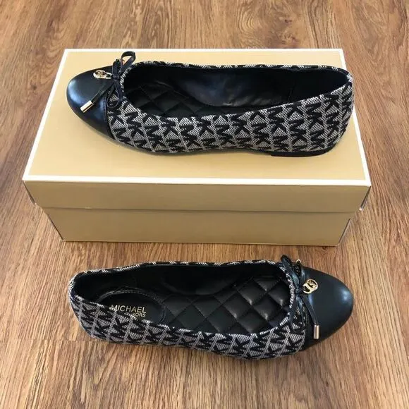 Michael Kors Flats black logo print flats loafers slip on shoes women’s 7