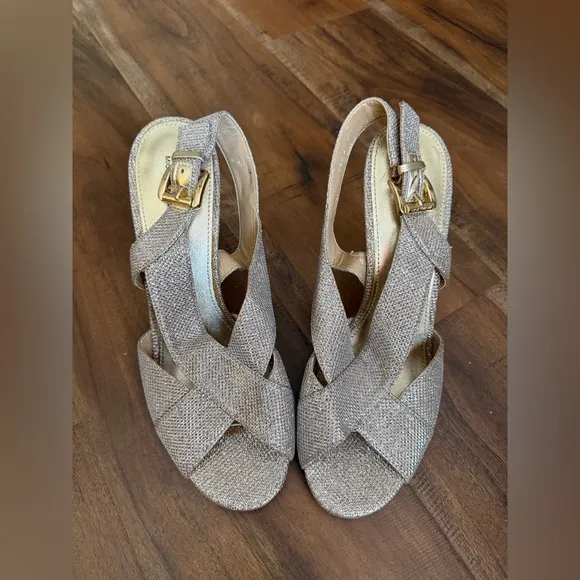 Michael Kors Gold Sparkling Slingback Heels Sandals