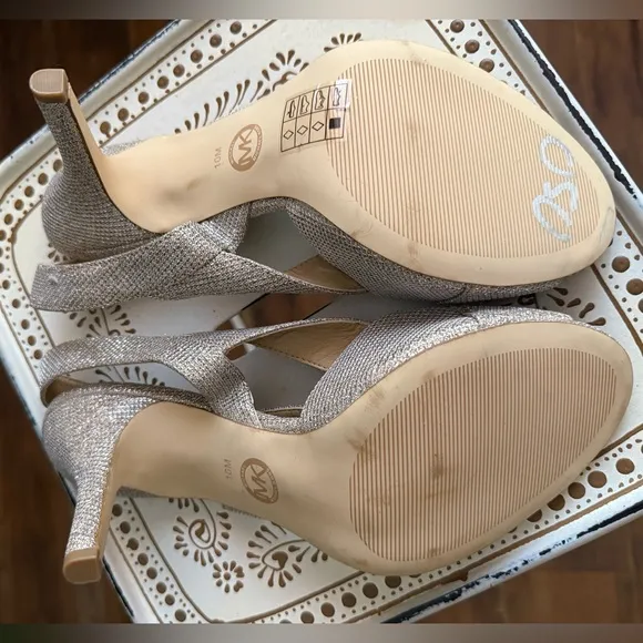 Michael Kors Gold Sparkling Slingback Heels Sandals