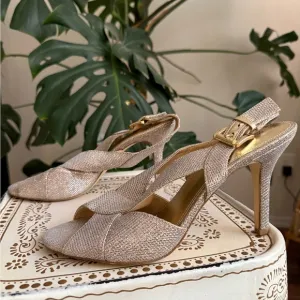 Michael Kors Gold Sparkling Slingback Heels Sandals