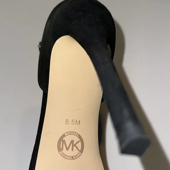 Michael Kors *Jordyn* black suede leather platform stiletto sandals 8.5